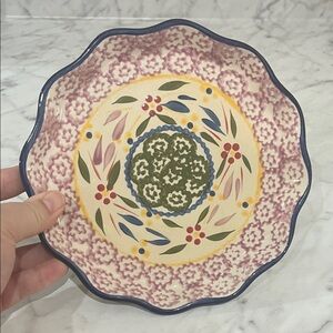 Temptations by Tara Old World Green Dessert Breakfast Plates Set of 3 Fluted